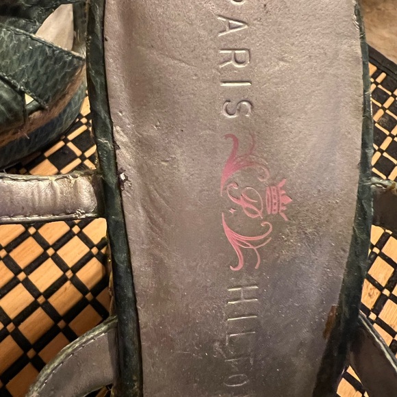 Beautiful Paris Hilton platform shoes color sage green alligator skin - Picture 3 of 8